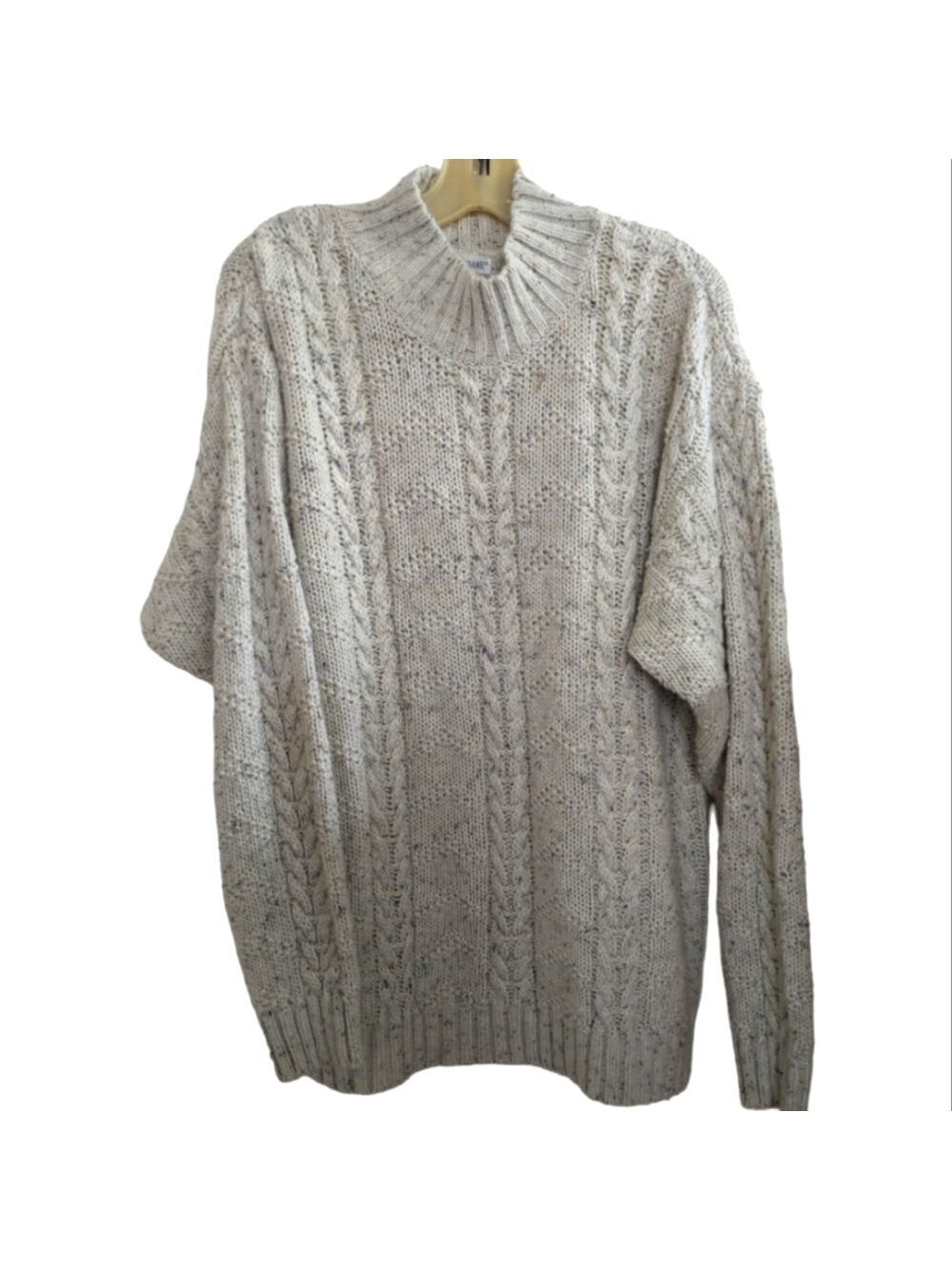 D D Sloane vintage mock neck fisherman's knit cable sweater Size Large
